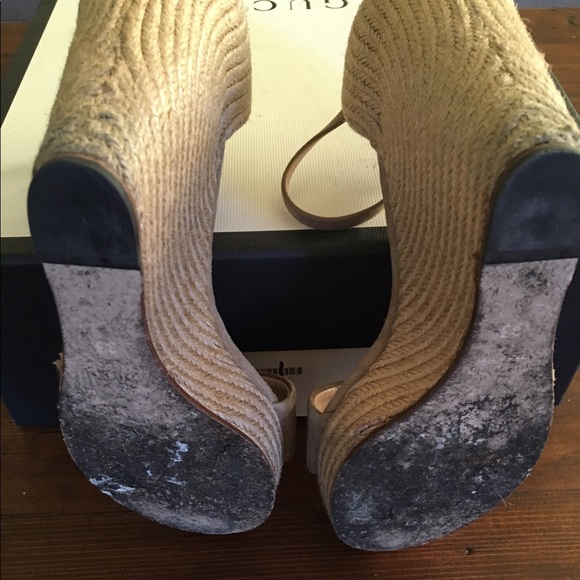 Used Gucci Carolina Suede Espadrille Wedge Sandals - Picture 8 of 8